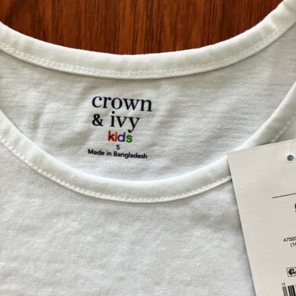 NWT! CROWN & IVY - Girl's Size 5 - White Eyelet Flutter Sleeve Spring/Summer Top - Picture 6 of 7